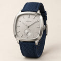 Varsefar Tide watch with silver dial and navy strap